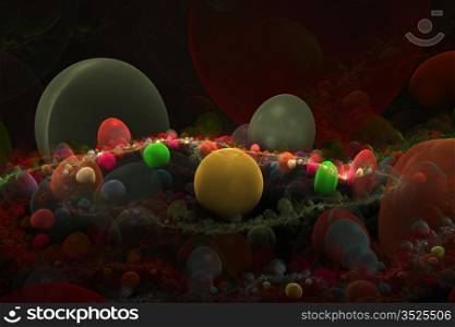 Abstract 3D a background from multi-colored full-spheres of the various form
