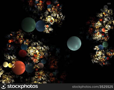 Abstract 3D a background from multi-colored full-spheres of the various form