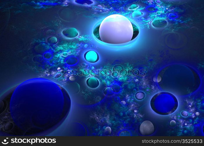 Abstract 3D a background from multi-colored full-spheres of the various form