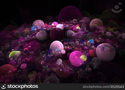 Abstract 3D a background from multi-colored full-spheres of the various form