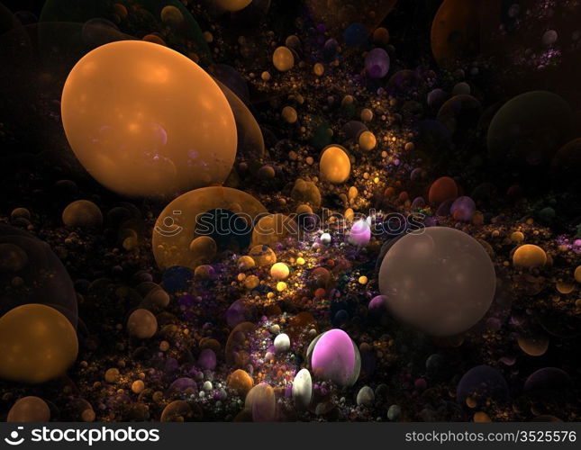 Abstract 3D a background from multi-colored full-spheres of the various form