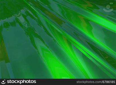 Abstract 3d background of green glossy floating waves