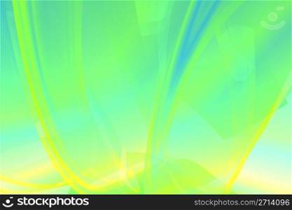 Abstract 3d background with green and yellow waves and lines
