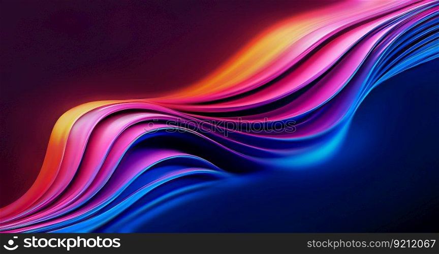 Abstract 3D Background with Smooth Wavy Color Shapes on Dark. Abstract 3D Background