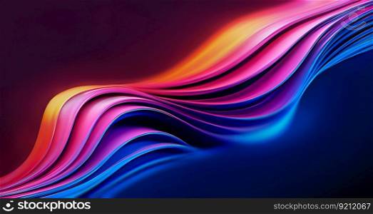 Abstract 3D Background with Smooth Wavy Color Shapes on Dark. Abstract 3D Background