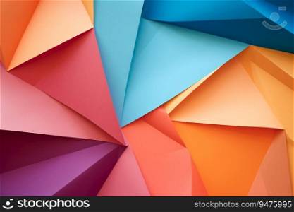 Abstract 3D colorful geometric origami paper cut background is a vibrant and modern design that is perfect for any creative project. Generative AI