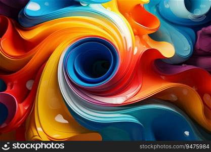 Abstract 3D colorful swirl liquid wave background is a beautiful and vibrant design that would be perfect for any project. Generative AI