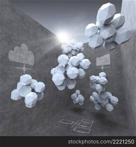 abstract 3d design for cloud networking computer concept