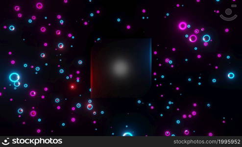 Abstract 3d geometric shapes. Modern background, seamless motion design, screensaver, backdrop. Rotating objects, purple, blue colors.. 3D Render Abstract 3d geometric shapes. Modern background, seamless motion design, screensaver, backdrop