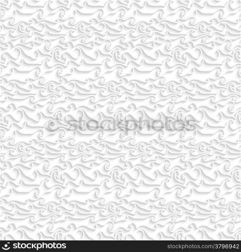 Abstract 3d geometrical seamless background. White curved lines pattern with cut out of paper effect.&#xA;