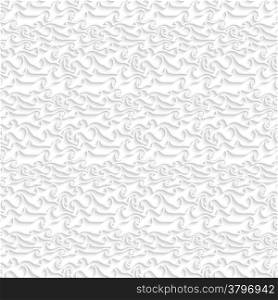 Abstract 3d geometrical seamless background. White curved lines pattern with cut out of paper effect.&#xA;