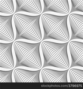 Abstract 3d geometrical seamless background. White diagonal wavy net layered on gray pattern with cut out of paper effect.&#xA;&#xA;