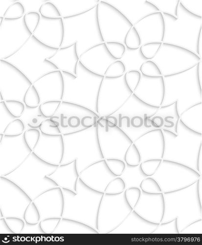 Abstract 3d geometrical seamless background. White floristic swirl pattern with cut out of paper effect.&#xA;