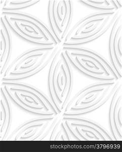 Abstract 3d geometrical seamless background. White geometrical flower like shapes with cut out of paper effect.