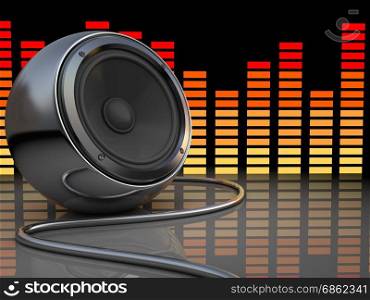abstract 3d illustration of audio speaker and music spectrum