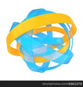 abstract 3d illustration of blue and orange sphere structure