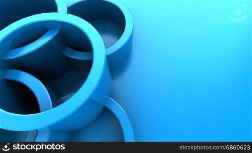 abstract 3d illustration of blue background with circles