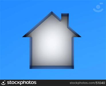 abstract 3d illustration of blue background with house symbol