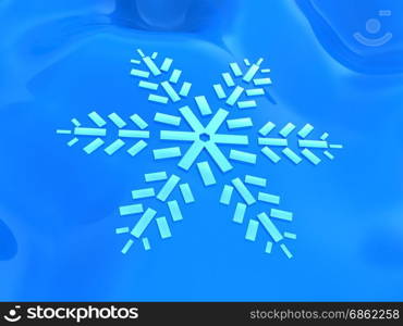 abstract 3d illustration of blue background with snowflake