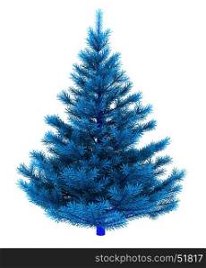 abstract 3d illustration of blue christmas tree, isolated over white background