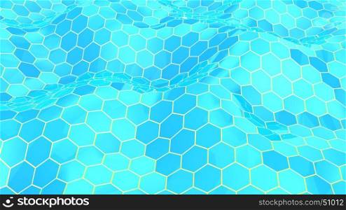 abstract 3d illustration of blue hexagons background