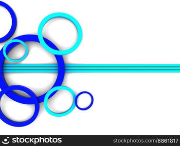 abstract 3d illustration of blue ornament with circles and lines