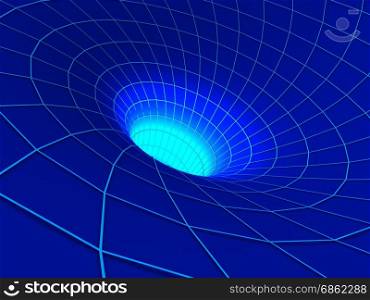 abstract 3d illustration of blue tunnel with light inside