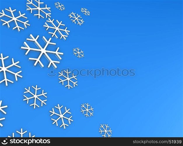 abstract 3d illustration of blue winter background with snowflakes