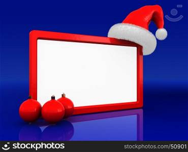 abstract 3d illustration of christmas frame over blue background