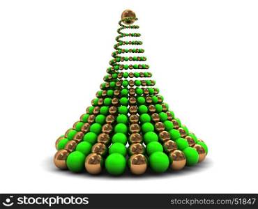 abstract 3d illustration of christmas tree symbol over white background