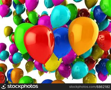 abstract 3d illustration of colorful party balloons background
