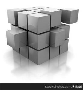 abstract 3d illustration of cube cionstruction with blocks