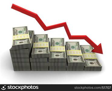 abstract 3d illustration of dollar failure charts