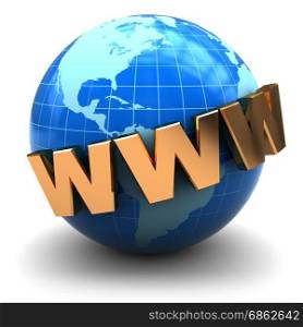 abstract 3d illustration of earth globe with text &rsquo;www&rsquo;