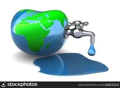 abstract 3d illustration of earth globe with water inside