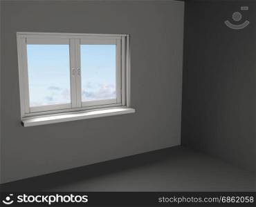 abstract 3d illustration of empty gray room template