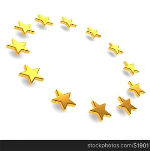 abstract 3d illustration of european stars circle over white background