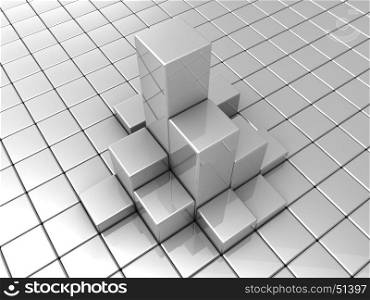 abstract 3d illustration of gray boxes background
