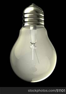 abstract 3d illustration of light bulb isolated over black background