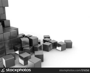 abstract 3d illustration of metal cubes background