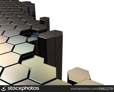 abstract 3d illustration of metal hexagons background