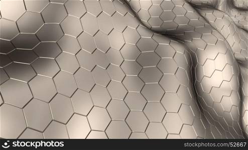 abstract 3d illustration of metallic haxagons background