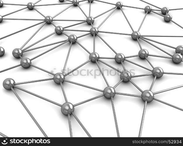 abstract 3d illustration of network or molecular structure over white background
