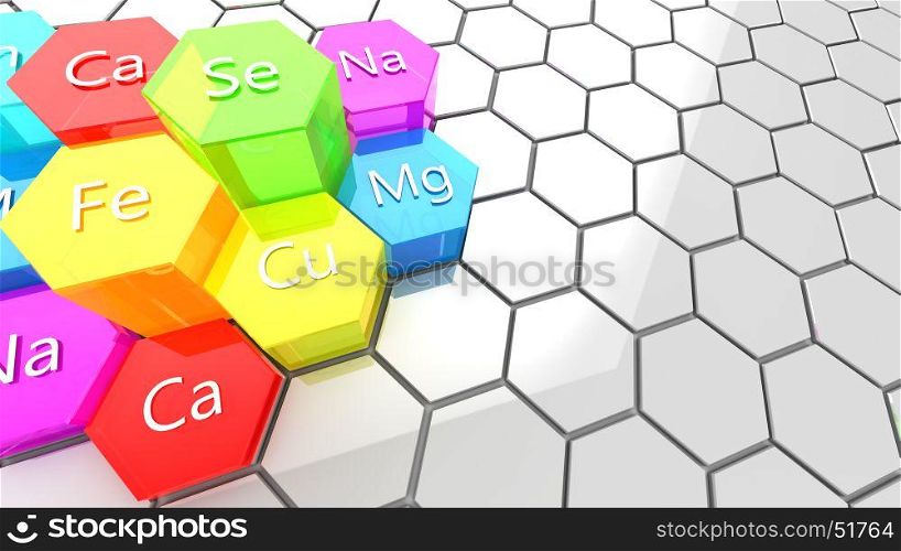 abstract 3d illustration of nutrition minerals background