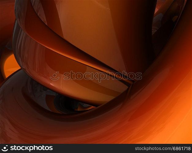 abstract 3d illustration of orange metallic background