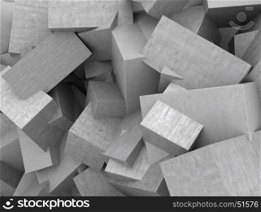abstract 3d illustration of random concrete blocks background