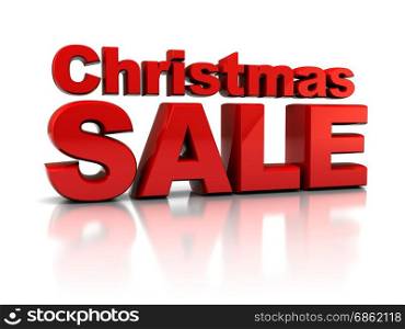 abstract 3d illustration of red text &rsquo;Christmas sale&rsquo; over white background