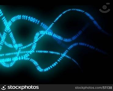 abstract 3d illustration of ribbons with binary code
