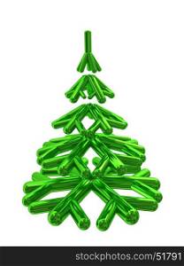 abstract 3d illustration of stylized christmas tree isolated over white