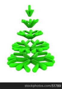 abstract 3d illustration of stylized christmas tree isolated over white background